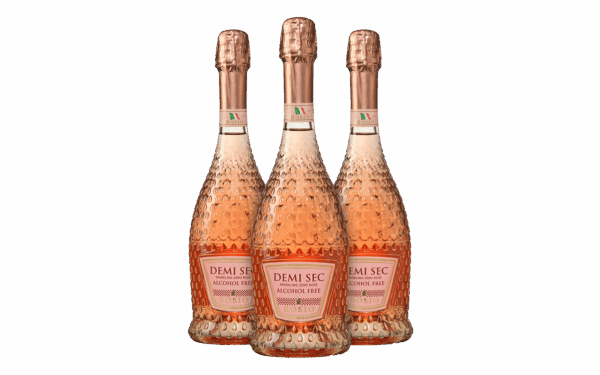 3 flessen Bosio Demi Sec Sparkling Zero Rosé Alcoholvrij Probeerpakket