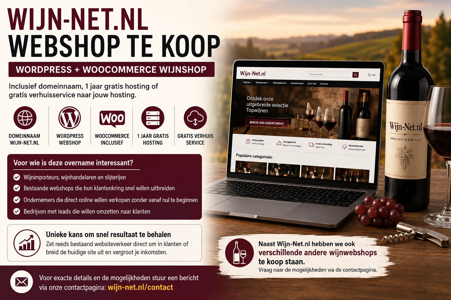 Wijn-Net.nl webshop te koop - start direct met een bestaande wijnshop 1 Wijn-Net.nl webshop te koop