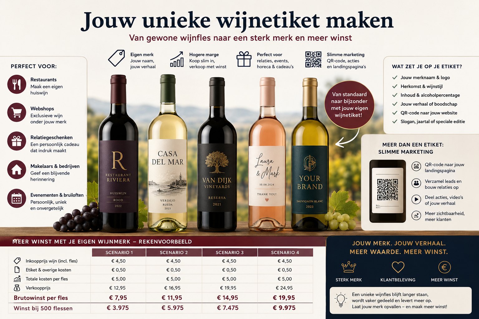 Wijnfles met eigen wijnetiket maken: zo creëer je een sterk eigen wijnmerk 2 Wijnmerk met eigen wijnetiket maken