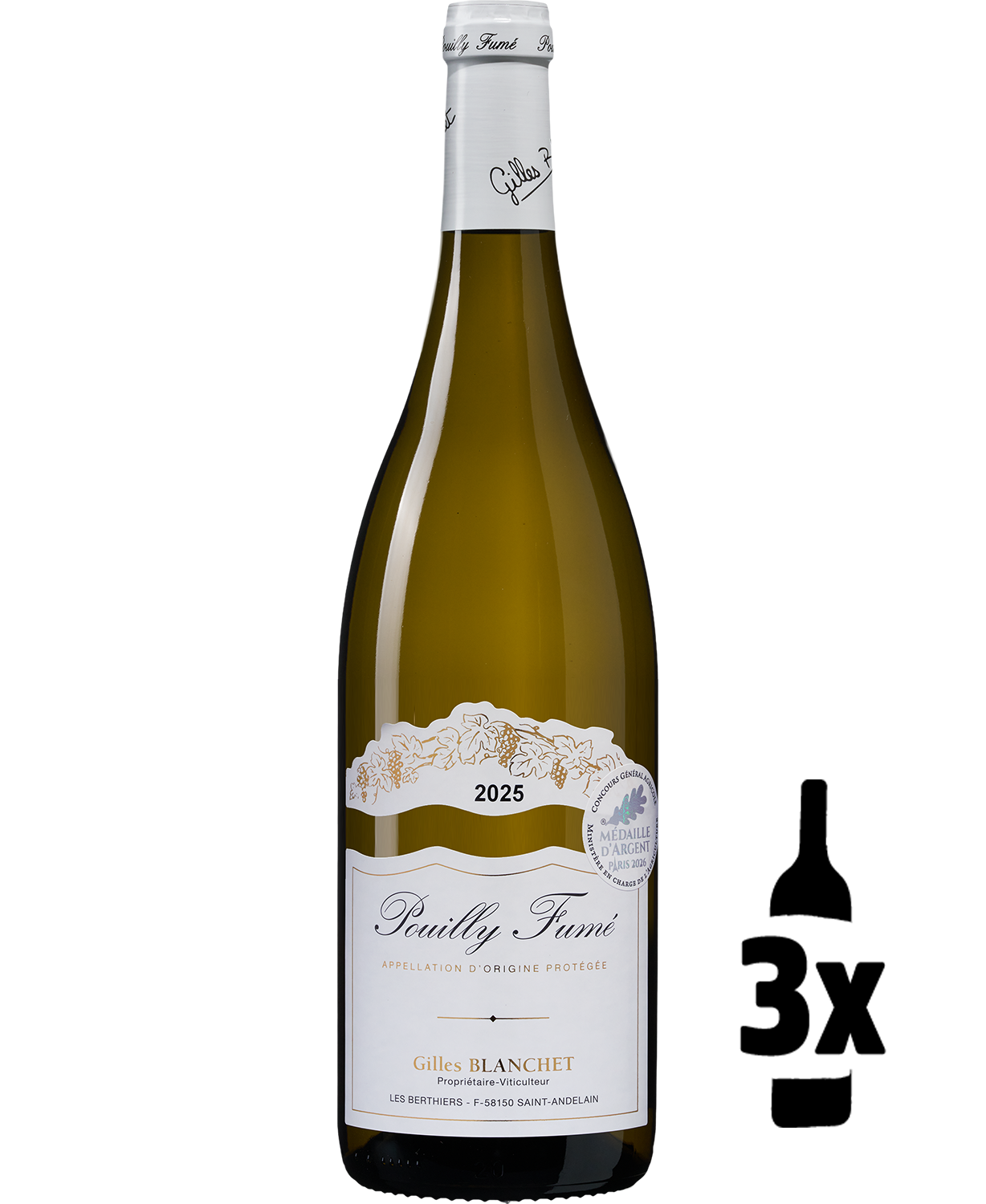 3 flessen Gilles Blanchet Pouilly-Fumé Probeerpakket 1 3 flessen Gilles Blanchet Pouilly-Fumé Probeerpakket